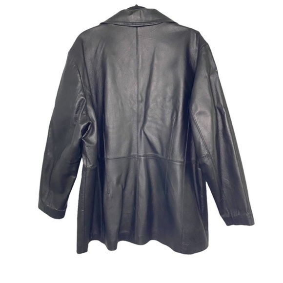 Women's Genuine Leather Jacket Worthington  3 Button Black -  Size 2XL - Picture 6 of 16